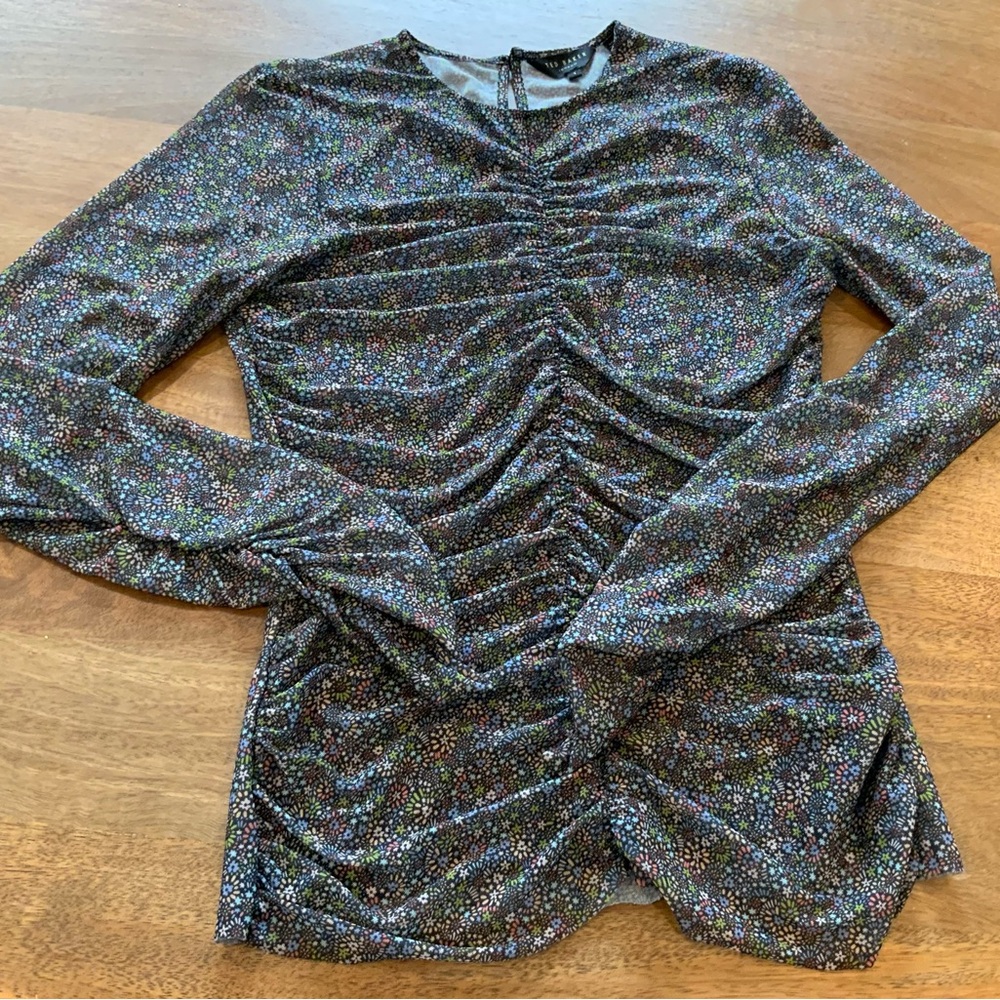 Ted Baker Floral Ruched Long Sleeve Top